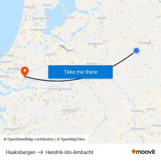 Haaksbergen to Hendrik-Ido-Ambacht map