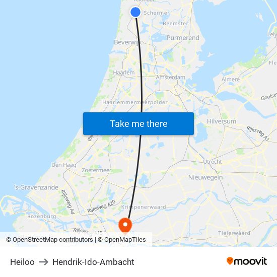 Heiloo to Hendrik-Ido-Ambacht map