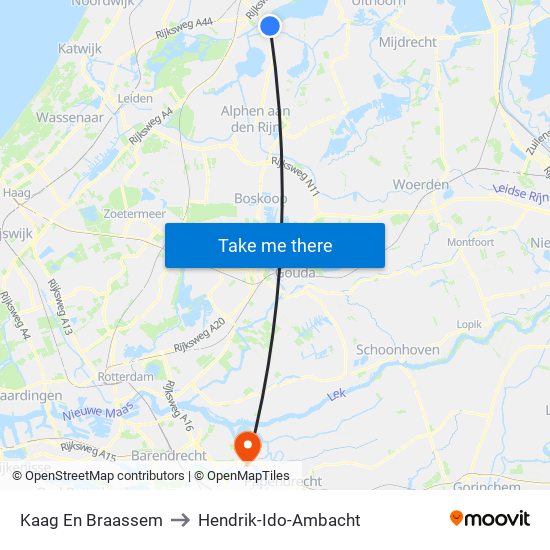 Kaag En Braassem to Hendrik-Ido-Ambacht map