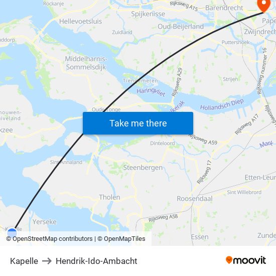 Kapelle to Hendrik-Ido-Ambacht map