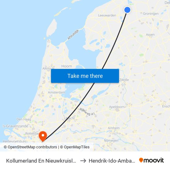 Kollumerland En Nieuwkruisland to Hendrik-Ido-Ambacht map