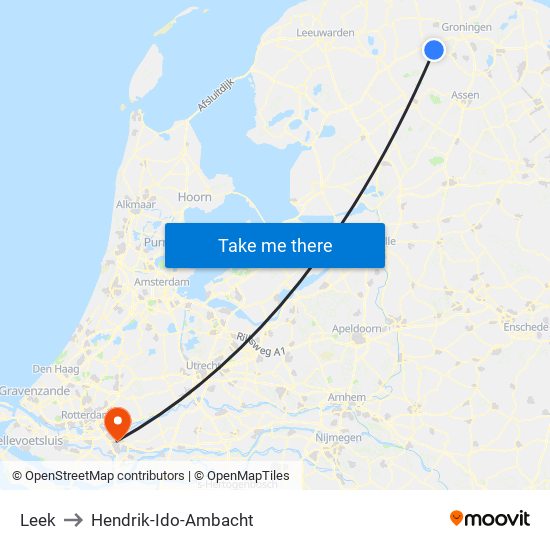 Leek to Hendrik-Ido-Ambacht map