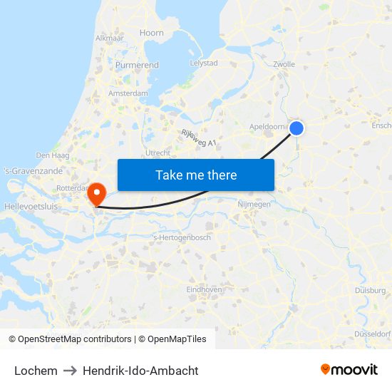 Lochem to Hendrik-Ido-Ambacht map