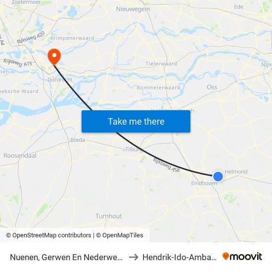 Nuenen, Gerwen En Nederwetten to Hendrik-Ido-Ambacht map