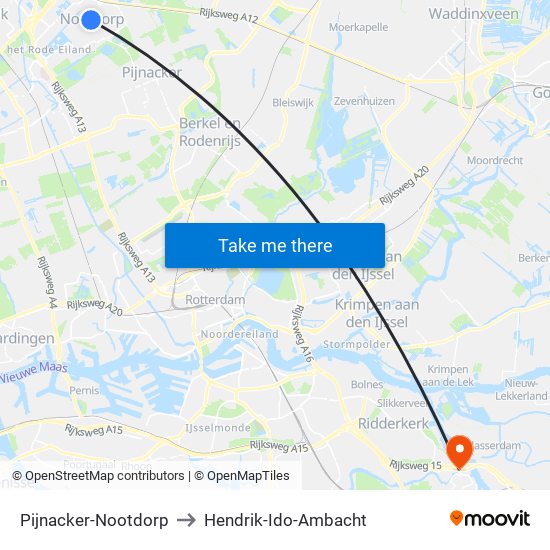 Pijnacker-Nootdorp to Hendrik-Ido-Ambacht map