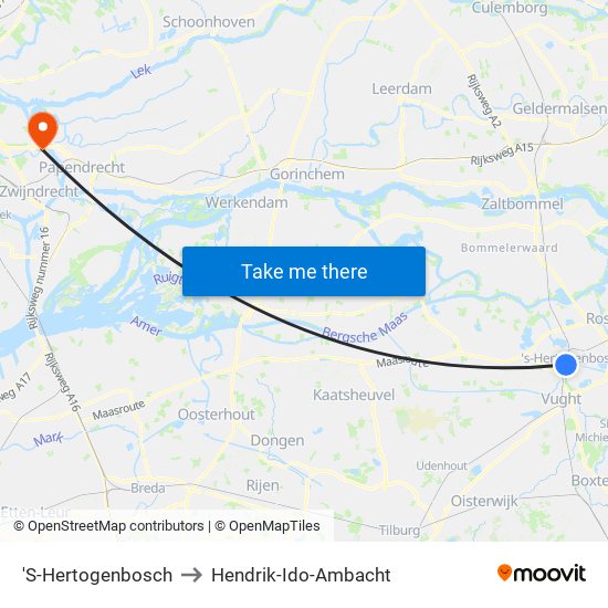 'S-Hertogenbosch to Hendrik-Ido-Ambacht map