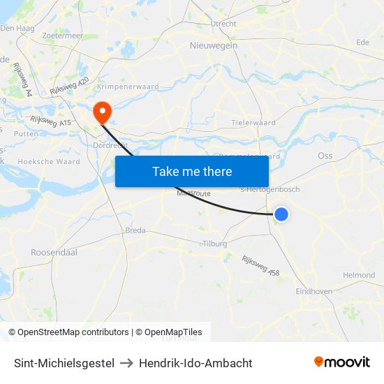 Sint-Michielsgestel to Hendrik-Ido-Ambacht map