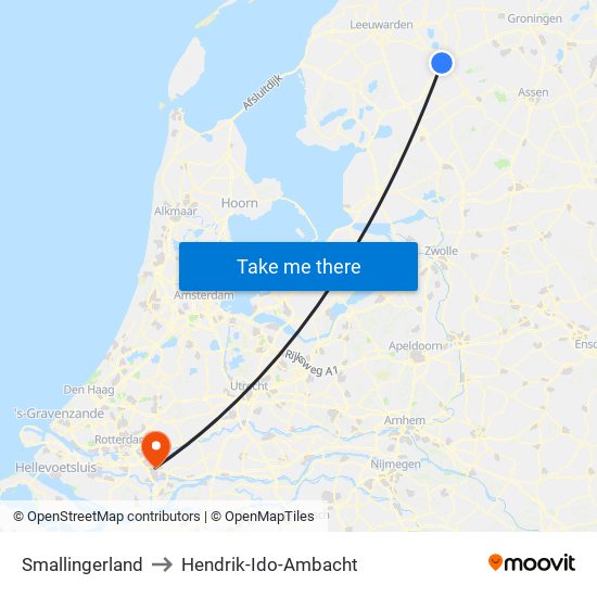 Smallingerland to Hendrik-Ido-Ambacht map