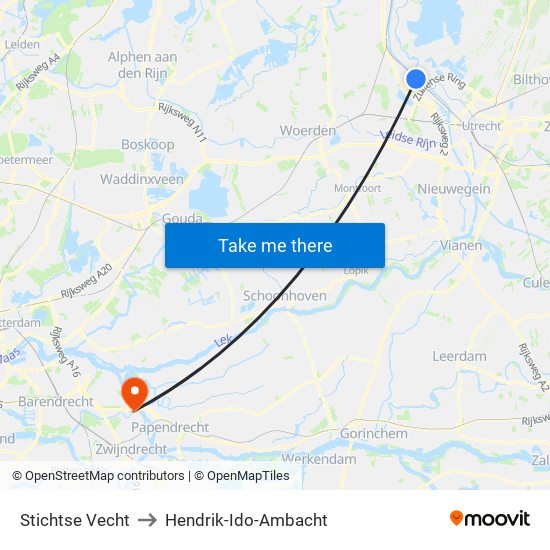 Stichtse Vecht to Hendrik-Ido-Ambacht map