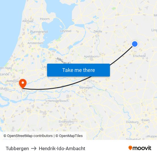 Tubbergen to Hendrik-Ido-Ambacht map