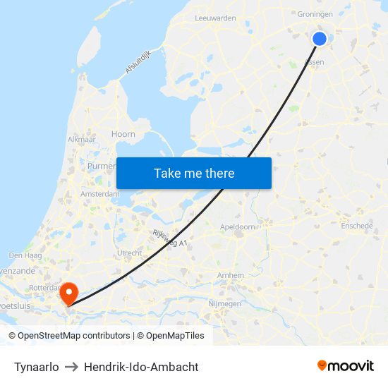 Tynaarlo to Hendrik-Ido-Ambacht map