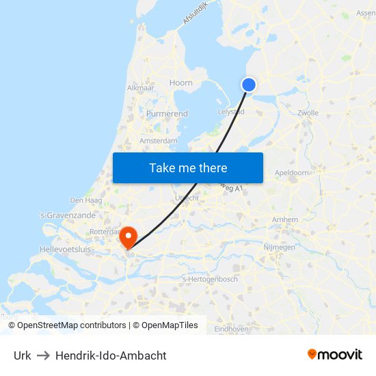 Urk to Hendrik-Ido-Ambacht map