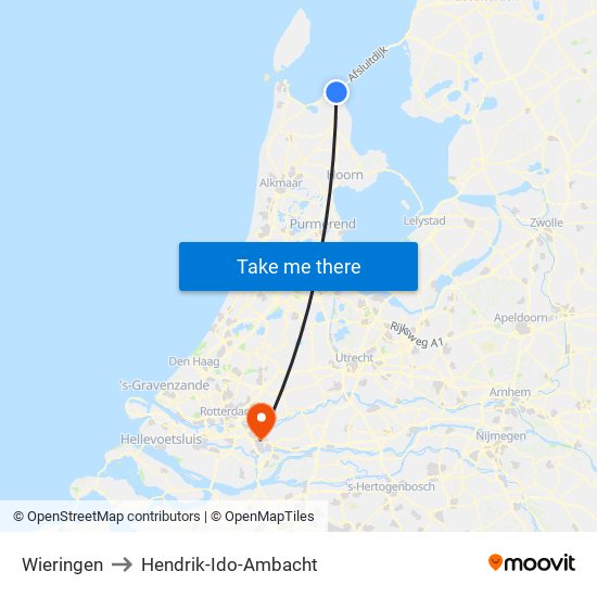 Wieringen to Hendrik-Ido-Ambacht map