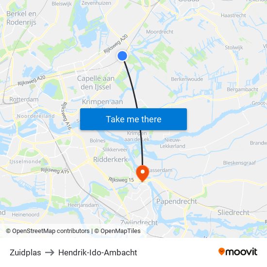 Zuidplas to Hendrik-Ido-Ambacht map