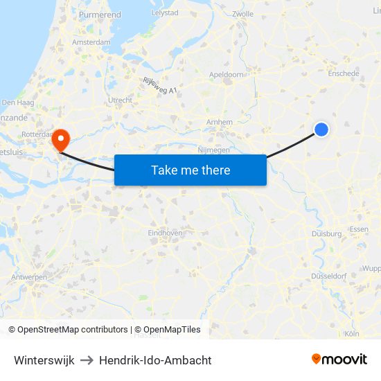 Winterswijk to Hendrik-Ido-Ambacht map