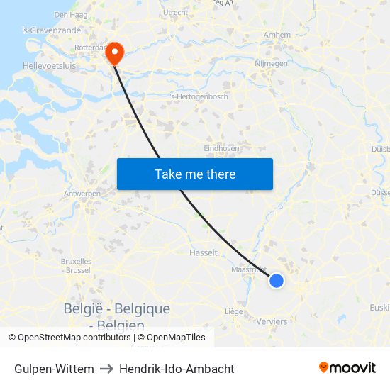 Gulpen-Wittem to Hendrik-Ido-Ambacht map