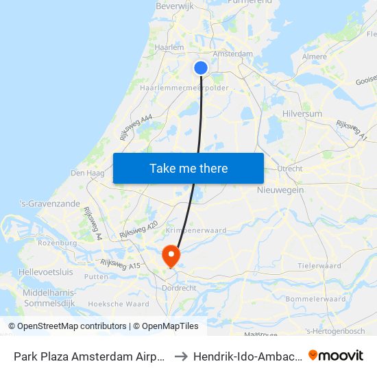 Park Plaza Amsterdam Airport to Hendrik-Ido-Ambacht map