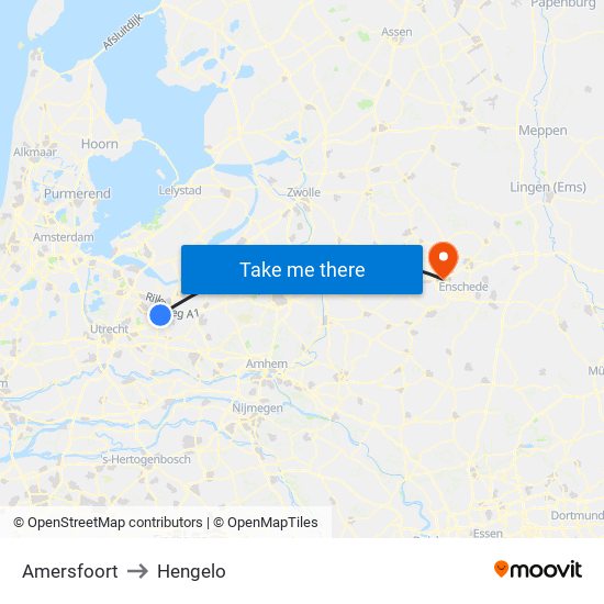 Amersfoort to Hengelo map