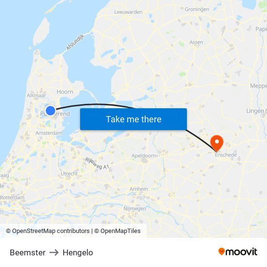 Beemster to Hengelo map