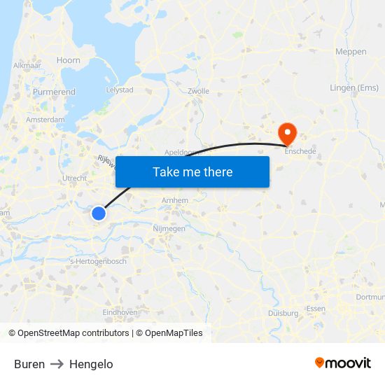 Buren to Hengelo map