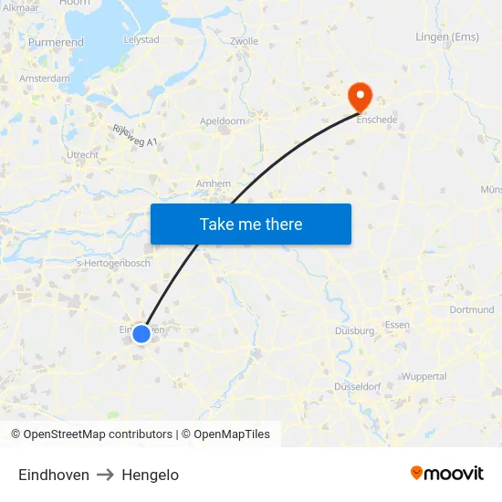 Eindhoven to Hengelo map