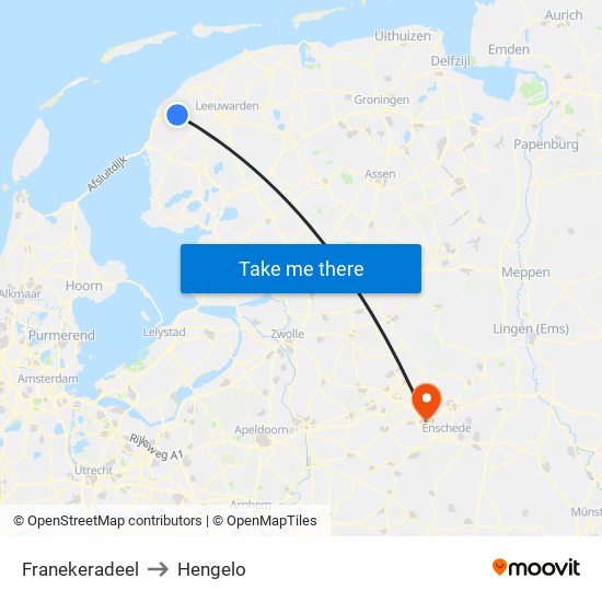 Franekeradeel to Hengelo map