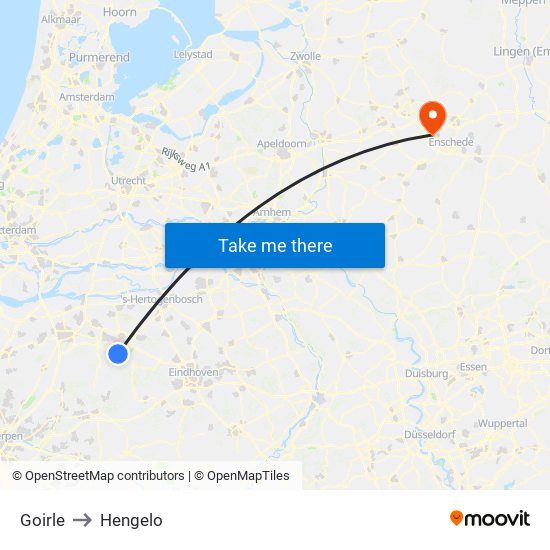 Goirle to Hengelo map