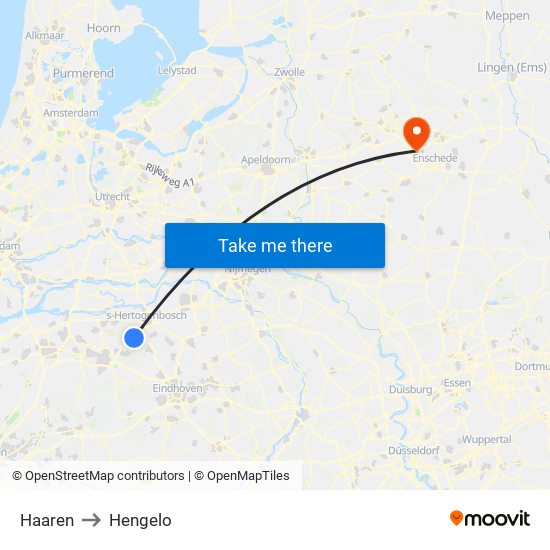 Haaren to Hengelo map