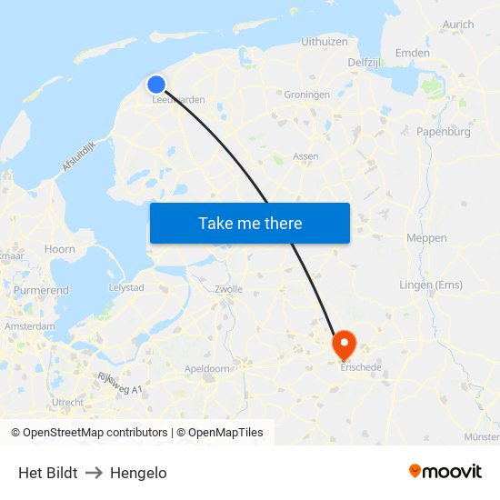 Het Bildt to Hengelo map