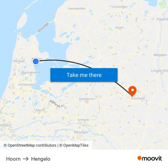 Hoorn to Hengelo map