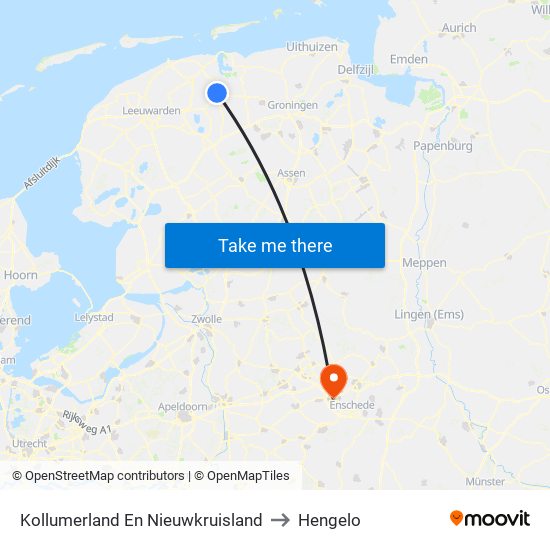 Kollumerland En Nieuwkruisland to Hengelo map