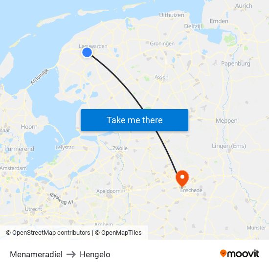 Menameradiel to Hengelo map