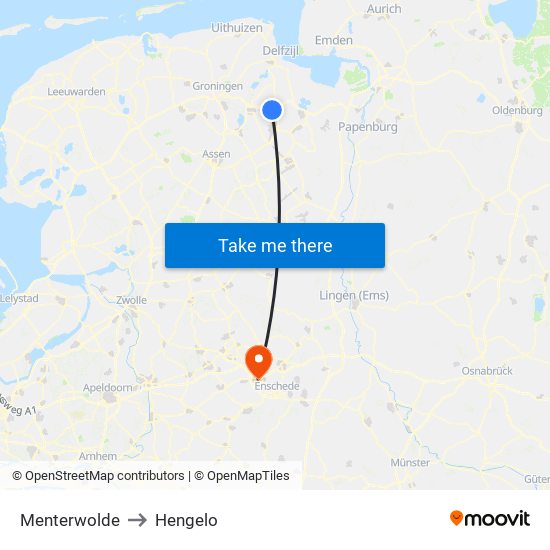 Menterwolde to Hengelo map