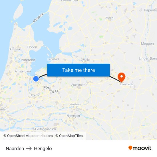 Naarden to Hengelo map