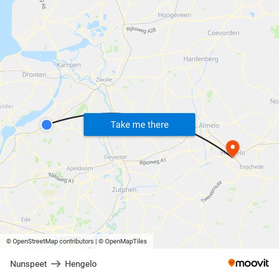 Nunspeet to Hengelo map