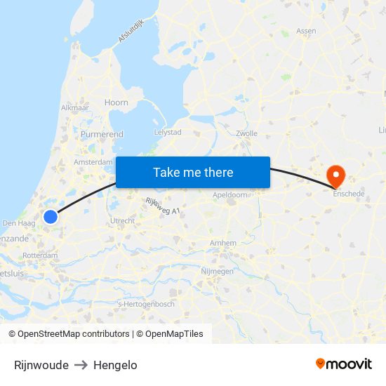 Rijnwoude to Hengelo map