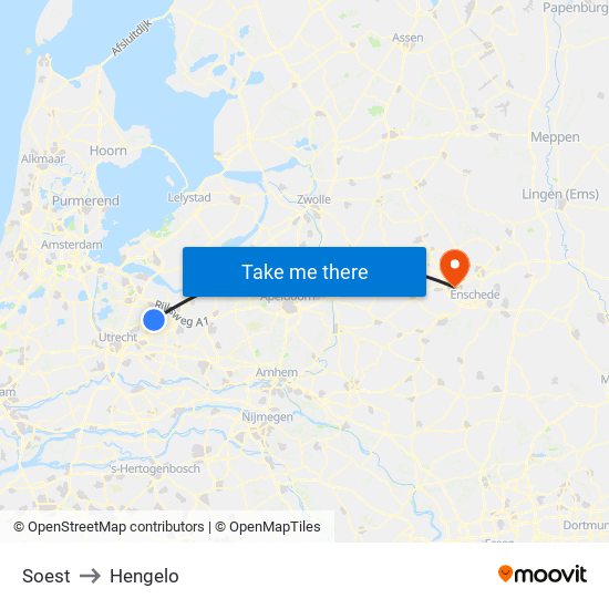 Soest to Hengelo map