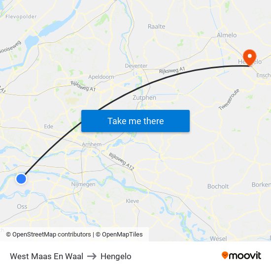 West Maas En Waal to Hengelo map