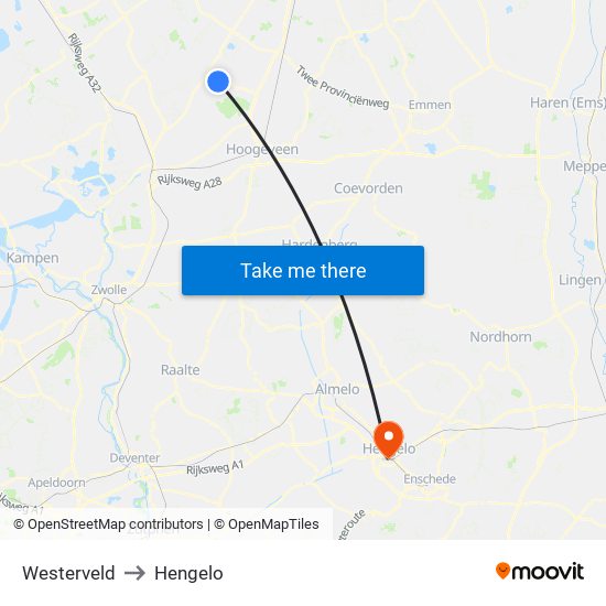 Westerveld to Hengelo map