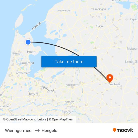 Wieringermeer to Hengelo map