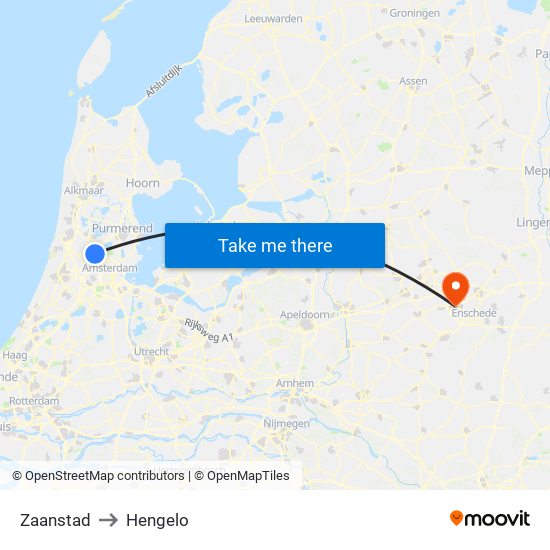 Zaanstad to Hengelo map