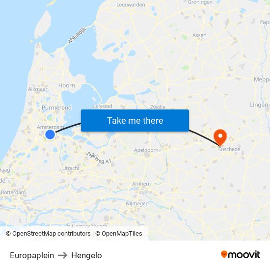 Europaplein to Hengelo map