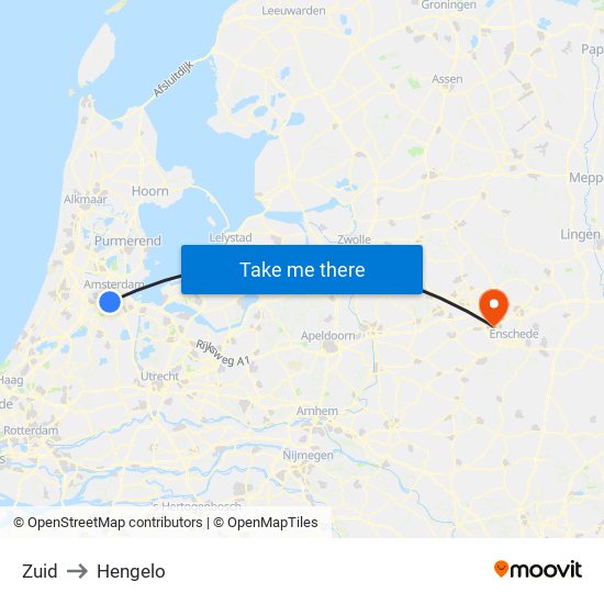 Zuid to Hengelo map