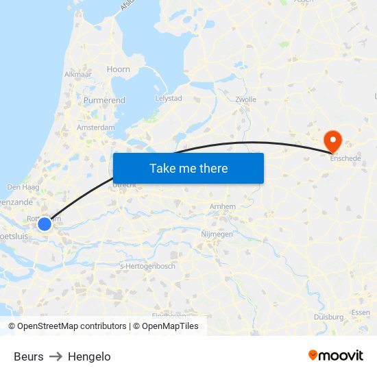 Beurs to Hengelo map