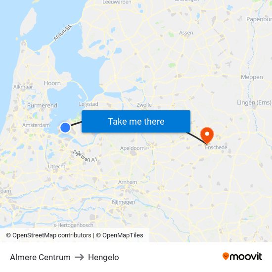 Almere Centrum to Hengelo map