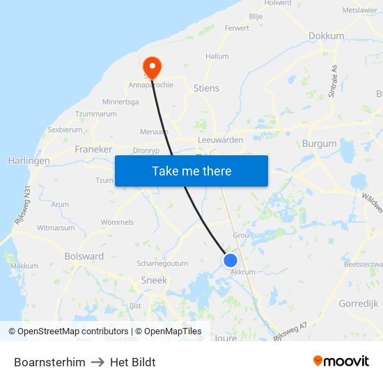Boarnsterhim to Het Bildt map