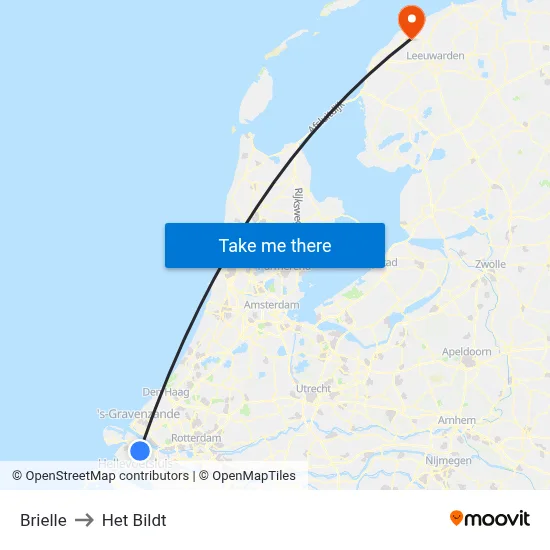 Brielle to Het Bildt map