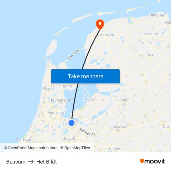 Bussum to Het Bildt map