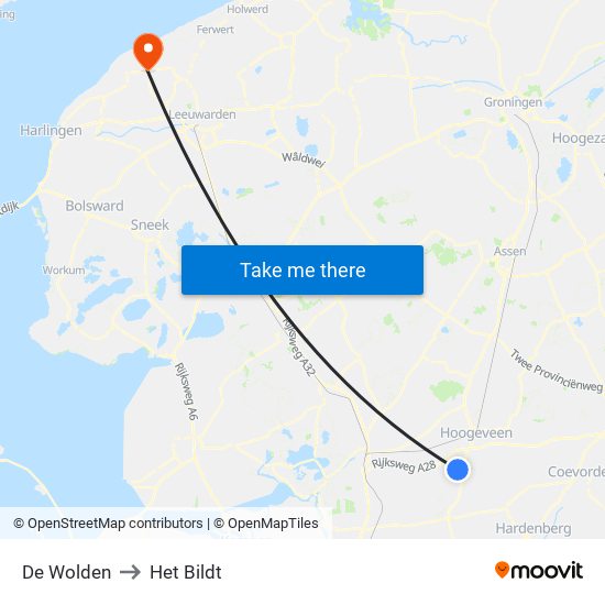 De Wolden to Het Bildt map