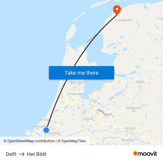 Delft to Het Bildt map